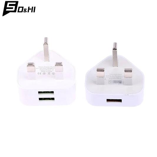 Universal UK Plug 3 Pin Wall Charger Adapter With 1/2 USB Ports Charging For Iphone 11 For Huawei Charging Charger by All Mart Bristol Ltd