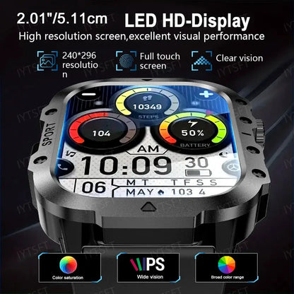 LAXASFIT 2025 New Military Smart Watch Men Outdoor Sports Fitness Tracker Health Monitoring 2.01Inch Bluetooth Calls Smartwatch by All Mart Bristol Ltd