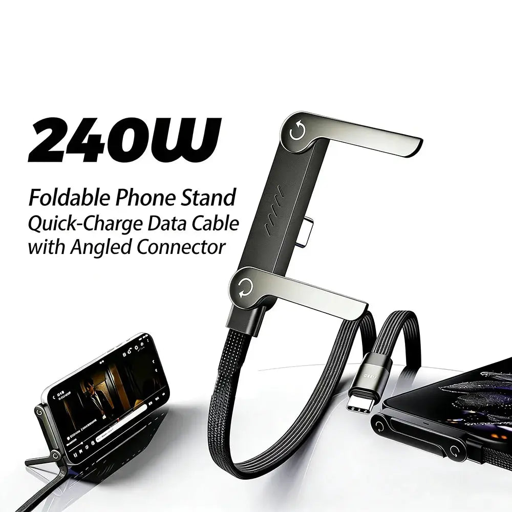 1/2PCS Type C To C Charger Cable 240W Fast Charging Data Line with Built-In Phone Stand for IPhone Samsung Xiaomi Google by All Mart Bristol Ltd