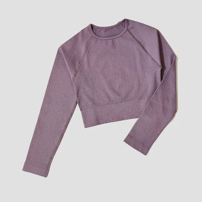 Yoga Sports Crop Top Long Sleeve Gym Women's Seamless T-shirt Fitness Woman Sport T-shirt Workout Tops For Women's Sportswear by All Mart Bristol Ltd