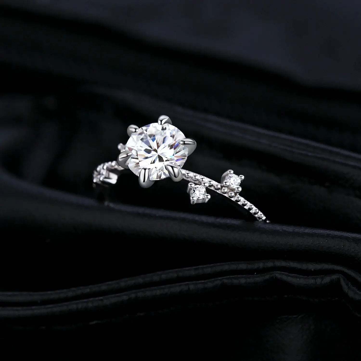 MODIAN 1CT Moissanite Ring 925 Sterling Silver Delicate Flower Six Claws Lab Created Diamond Rings For Women Wedding Jewelry by All Mart Bristol Ltd