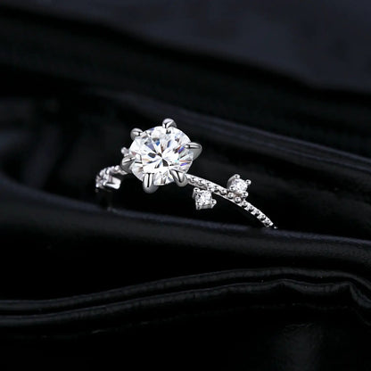 MODIAN 1CT Moissanite Ring 925 Sterling Silver Delicate Flower Six Claws Lab Created Diamond Rings For Women Wedding Jewelry by All Mart Bristol Ltd