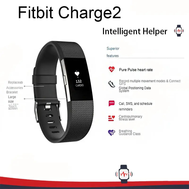 Fitbit Charge 2 smart wristband heart rate monitoring exercise pedometer fitness sleep call notification GPS IOS Android by All Mart Bristol Ltd
