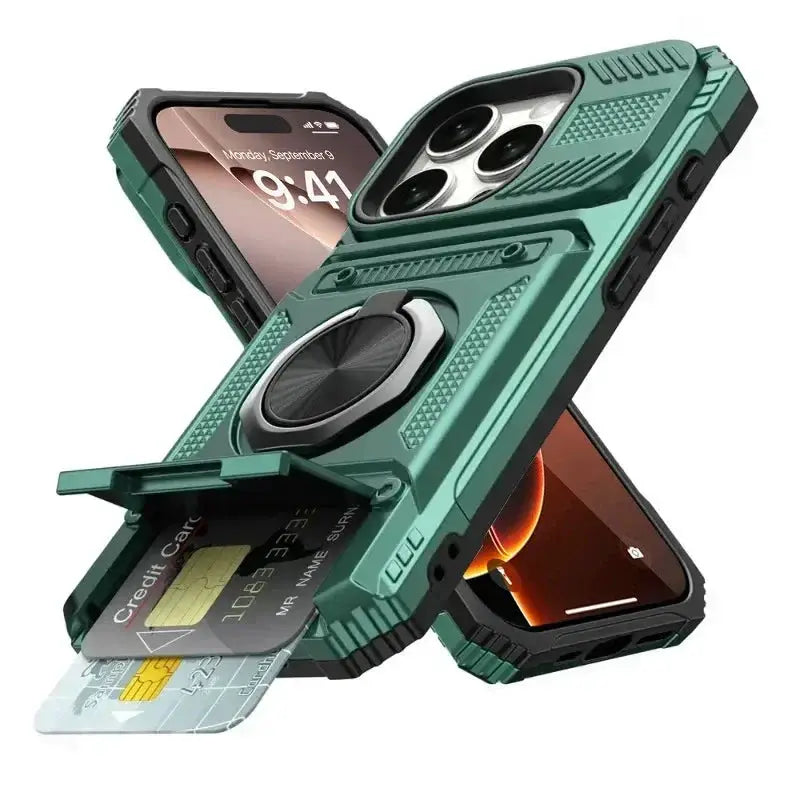 Case For iPhone 17 16 15 14 13 Pro Max Plus 17 Air Magnetic Rotated Ring Kickstand Heavy Duty Drop Protection Wallet Armor Cover by All Mart Bristol Ltd
