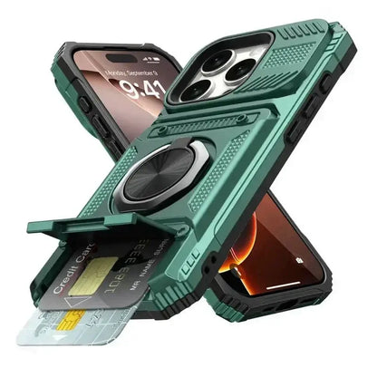 Case For iPhone 17 16 15 14 13 Pro Max Plus 17 Air Magnetic Rotated Ring Kickstand Heavy Duty Drop Protection Wallet Armor Cover by All Mart Bristol Ltd