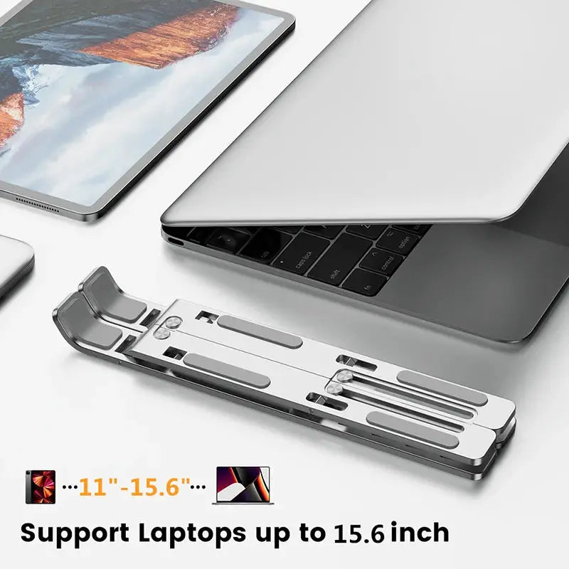 Aluminum Alloy Laptop Holder Stand Adjustable Foldable Portable for Notebook Computer Bracket Lifting Cooling Holder Non-slip by All Mart Bristol Ltd
