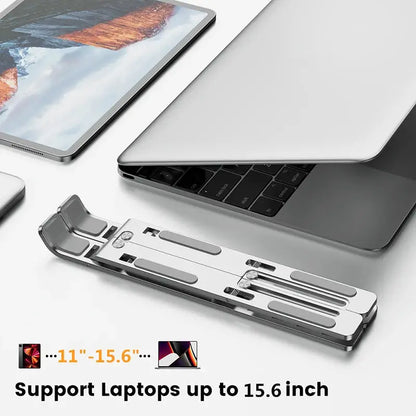 Aluminum Alloy Laptop Holder Stand Adjustable Foldable Portable for Notebook Computer Bracket Lifting Cooling Holder Non-slip by All Mart Bristol Ltd