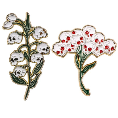 Punk Skull Flower Enamel Pins Women's Brooches Men Lapel Pins Badge on Backpack Costume Accessories Halloween Jewelry Gift by All Mart Bristol Ltd