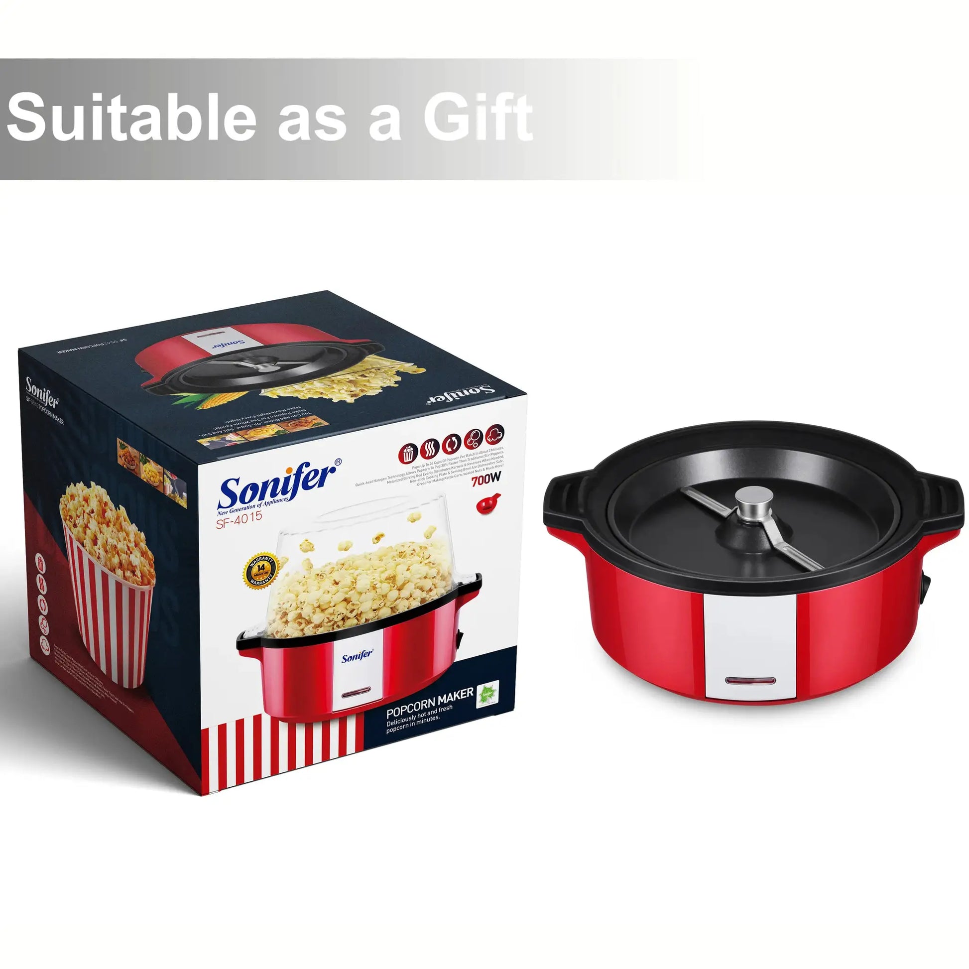 Sonifer Hot Air Popcorn Maker Oil Free Snack Machine by All Mart Bristol Ltd