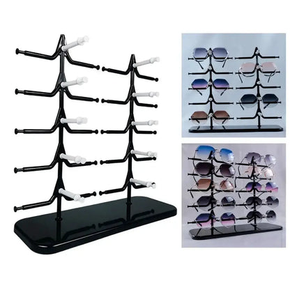 5/10 Pairs Glasses Display Stand Sunglasses Rack Shelf Eyewear Eyeglasses Frame Organizer Show Holder Tray 5 Layer Space Saving by All Mart Bristol Ltd