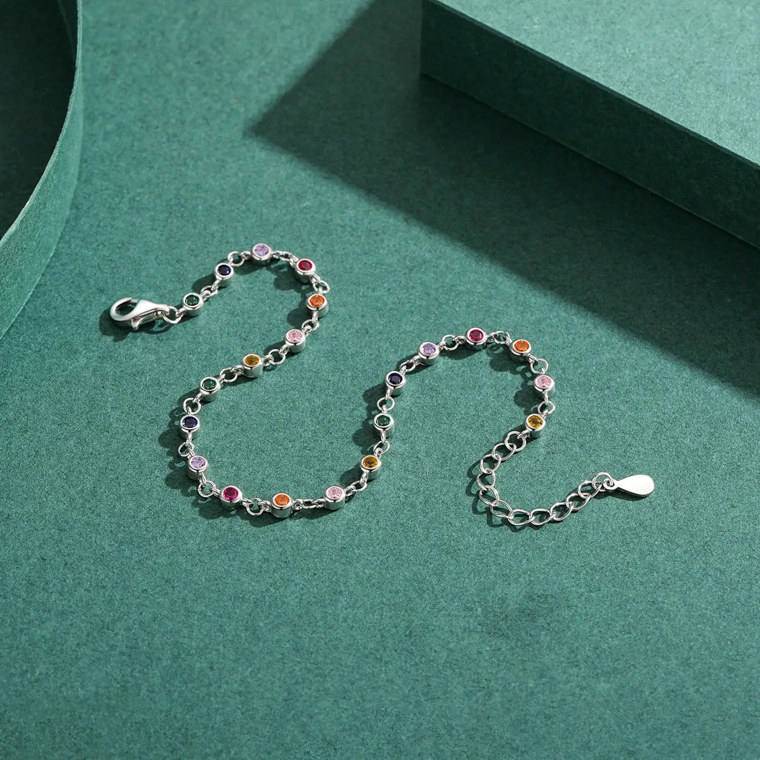 MODIAN Bohemia Style Charm Chain Bracelet For Women Real 925 Sterling Silver Rainbow Color CZ Female Fashion Jewelry Accessory by All Mart Bristol Ltd