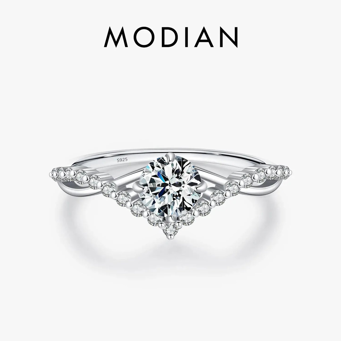 MODIAN Crown D Color Moissanite Ring Delicate Lab Diamond Ring 925 Sterling Silver For Women Wedding Engagement Jewelry by All Mart Bristol Ltd