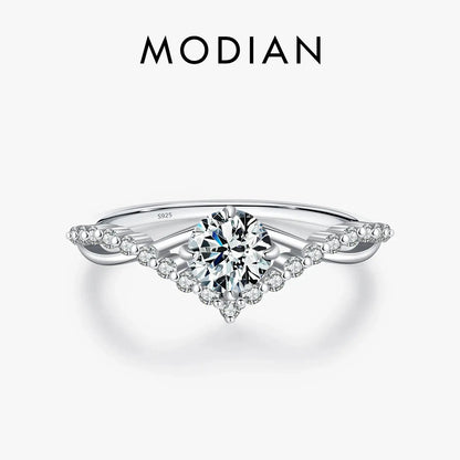 MODIAN Crown D Color Moissanite Ring Delicate Lab Diamond Ring 925 Sterling Silver For Women Wedding Engagement Jewelry by All Mart Bristol Ltd