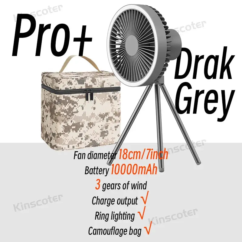 10000mAh 4000mAh Camping Fan Rechargeable Desktop Portable Circulator Wireless Ceiling Electric Fan with Power Bank LED Lighting by All Mart Bristol Ltd