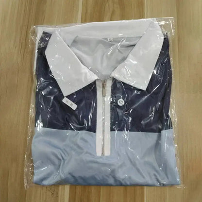 Spring Autumn New Stripe Zipper Polo Shirt Men Sport Fashion Logo Print Long Sleeve Business Casual Polo Shirt 100% Polyester by All Mart Bristol Ltd