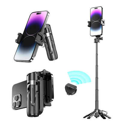 Handheld Selfie Stick Tripod Stand Foldable Phone Holder With Bluetooth Remote Portable Keychain for Smartphone by All Mart Bristol Ltd