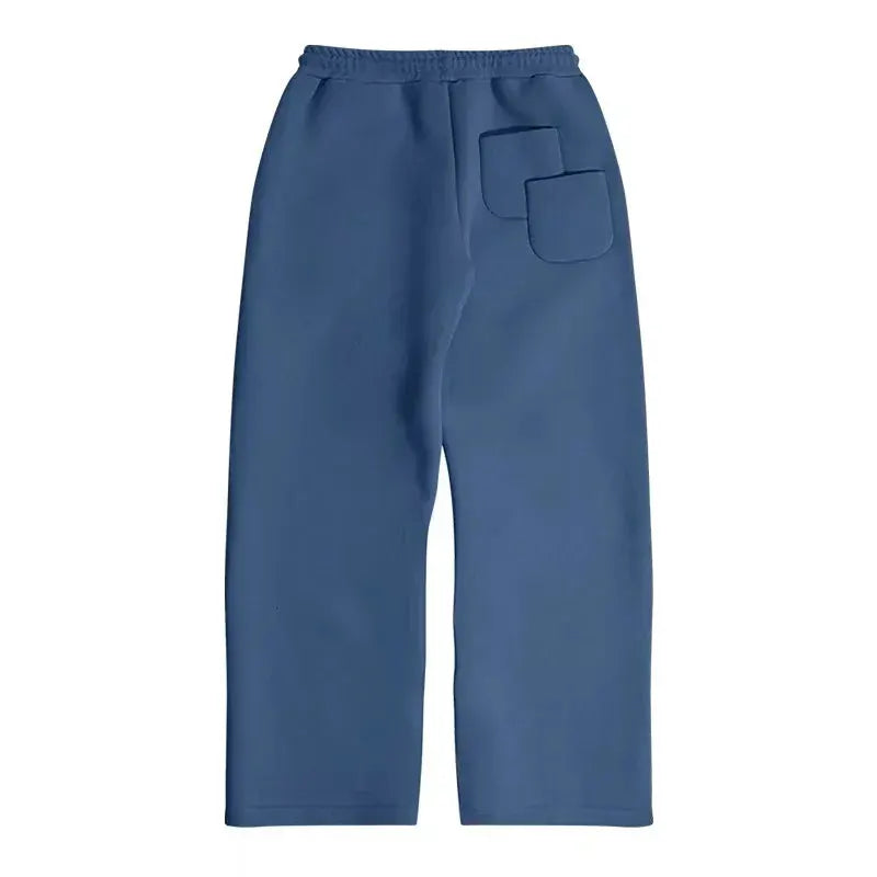 American Fashion Solid Color Fleece Oversized Sweatshirt Men's Two-Piece Y2K Harajuku Hip-Hop Gothic Joker Slacks Jogging Pants by All Mart Bristol Ltd