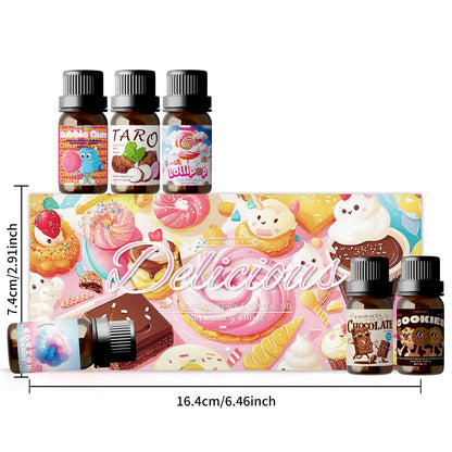 6PC/1PC 10ML Delicious Essential Oils Skincare Women Perfume Chocolate Cookies Lollipop Taro Cotton Candy Bubble Gum Sweet Gift by All Mart Bristol Ltd