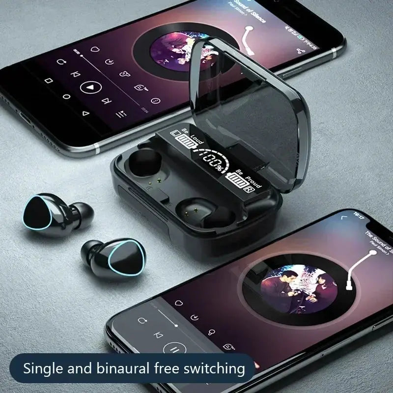New Bluetooth Earphones Handfree LED Dispay Headphones Bluetooth Music Wireless Earbuds Waterproof Headset For smartphones by All Mart Bristol Ltd