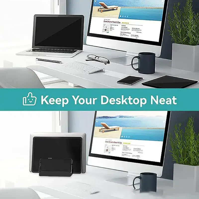 4 in 1 Office Laptop Stand Vertical Save Desktop Space Easy To Place Computer Accessories Scalable Width Office Desk Storage by All Mart Bristol Ltd