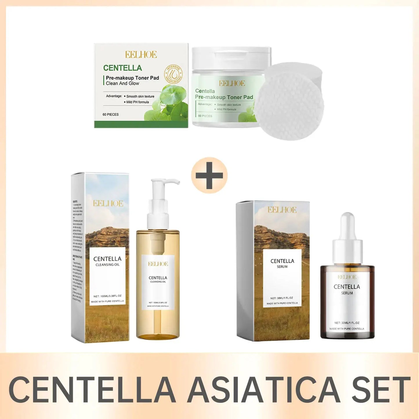 Centella Kit Facial Moisturizing Shrink Pores Acne Remove Dry Skin Brightening Oil Control Hyaluronic Acid Centella Skincare Set by All Mart Bristol Ltd