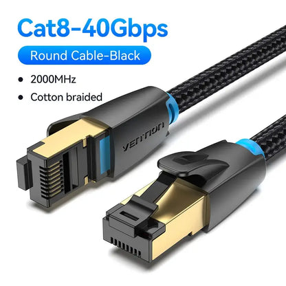 Vention CAT8 Ethernet Cable 40Gbps 2000MHz CAT 8 Networking Cotton Braided Internet Lan Cord for Laptops PS 5 Router RJ45 Cable by All Mart Bristol Ltd