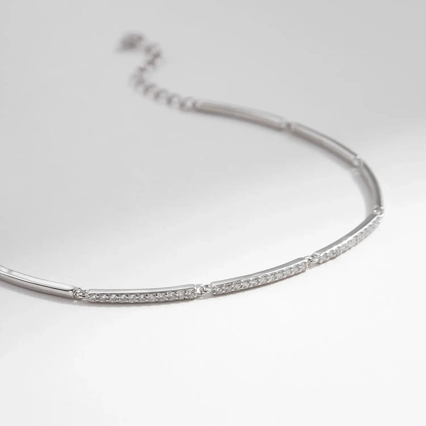 MODIAN White Gold Plated Bracelet For Women 925 Sterling Silver Rectangle Pave Setting Bracelet Dainty Fashion Basic Jewelry by All Mart Bristol Ltd