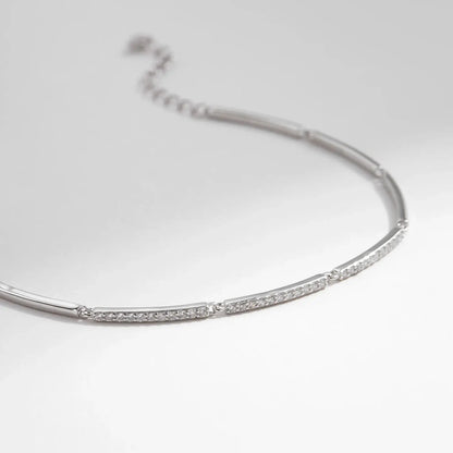 MODIAN White Gold Plated Bracelet For Women 925 Sterling Silver Rectangle Pave Setting Bracelet Dainty Fashion Basic Jewelry by All Mart Bristol Ltd