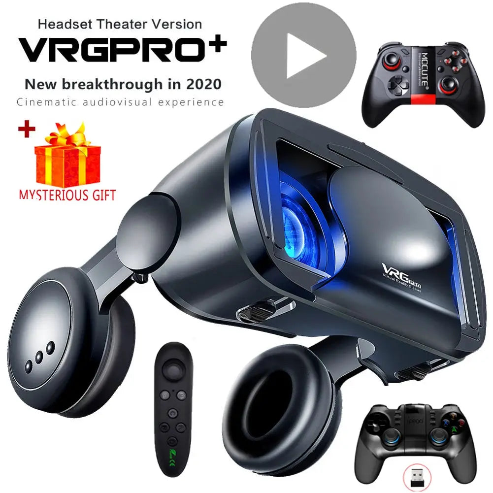 3D VR Headset Smart Virtual Reality Glasses Helmet for Smartphones Phone Lenses Headphones 7 Inches Binoculars Goggles Devices by All Mart Bristol Ltd