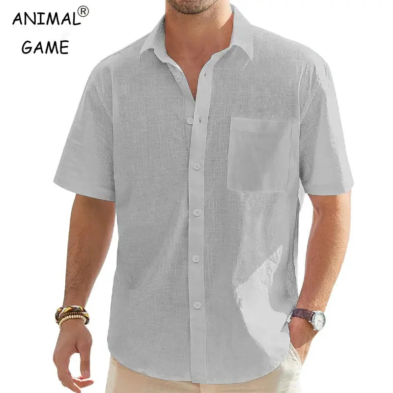 Summer Lightweight Mens Short Sleeve Shirt Casual Business Regular Oversize Shirt Man with Pocket Solid Color Breathable TShirts by All Mart Bristol Ltd