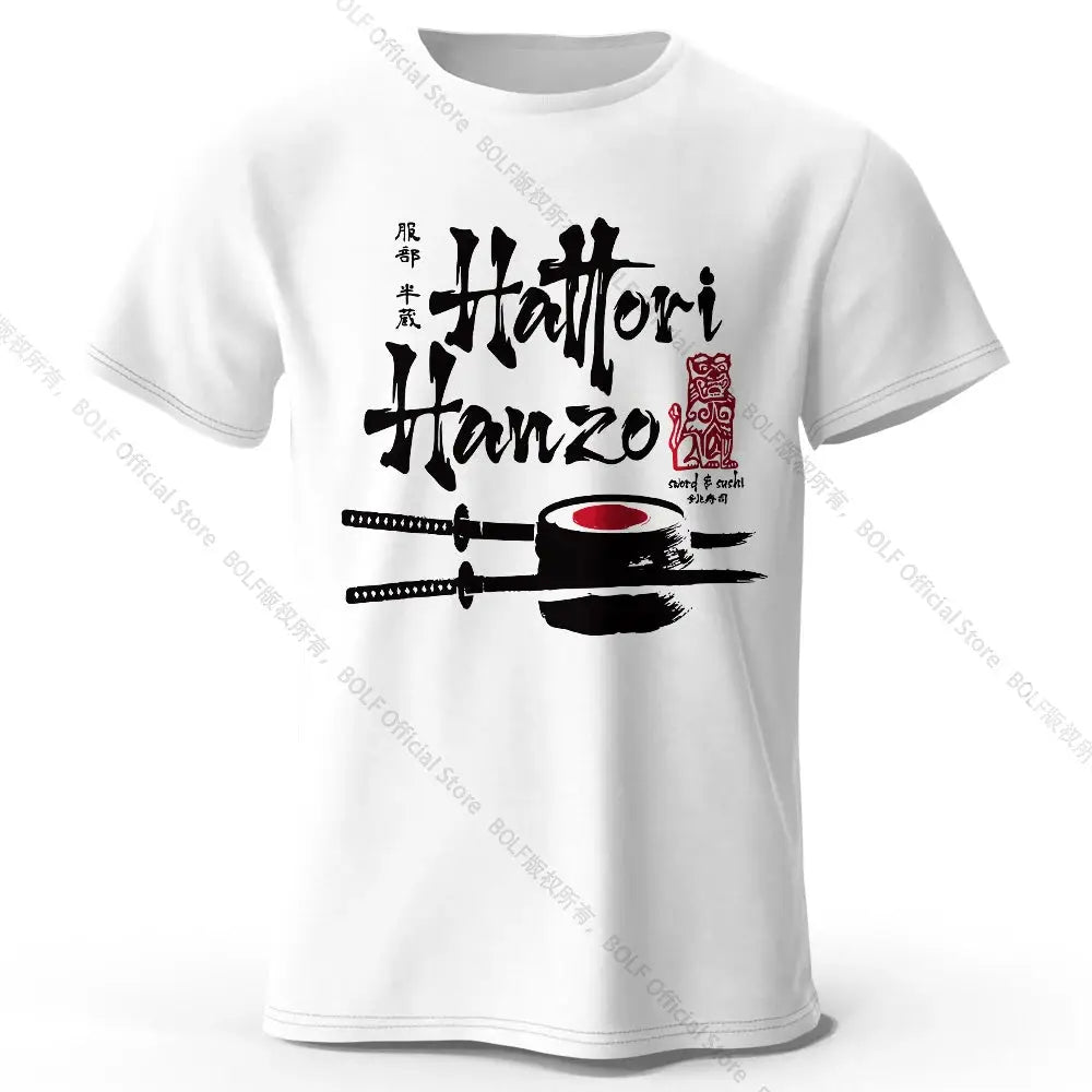 Men's Hattori Hanzo Printed T-Shirt 100% Cotton Oversized Ninja Graphic Tees for Women Summer Tops Samurai Streetwear by All Mart Bristol Ltd