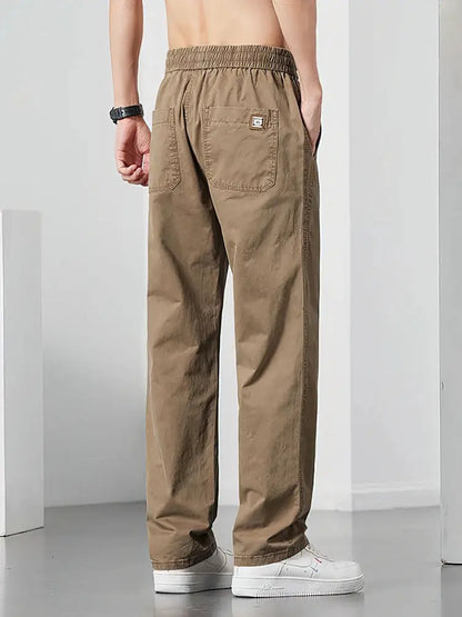 Straight Casual Cargo Pants Men Wide Leg Brown Long Cargo Business Work Trousers Drawstring Baggy Sweatpants Male by All Mart Bristol Ltd