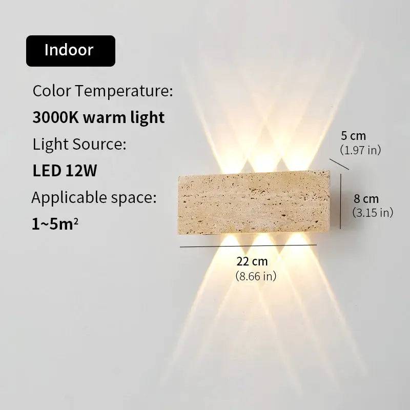Wabi-sabi LED Wall Lamp Garden Light Stone IP65 Outdoor Waterproof Bedside Retro Sconces Lighting Fixture Home Decoration Indoor by All Mart Bristol Ltd