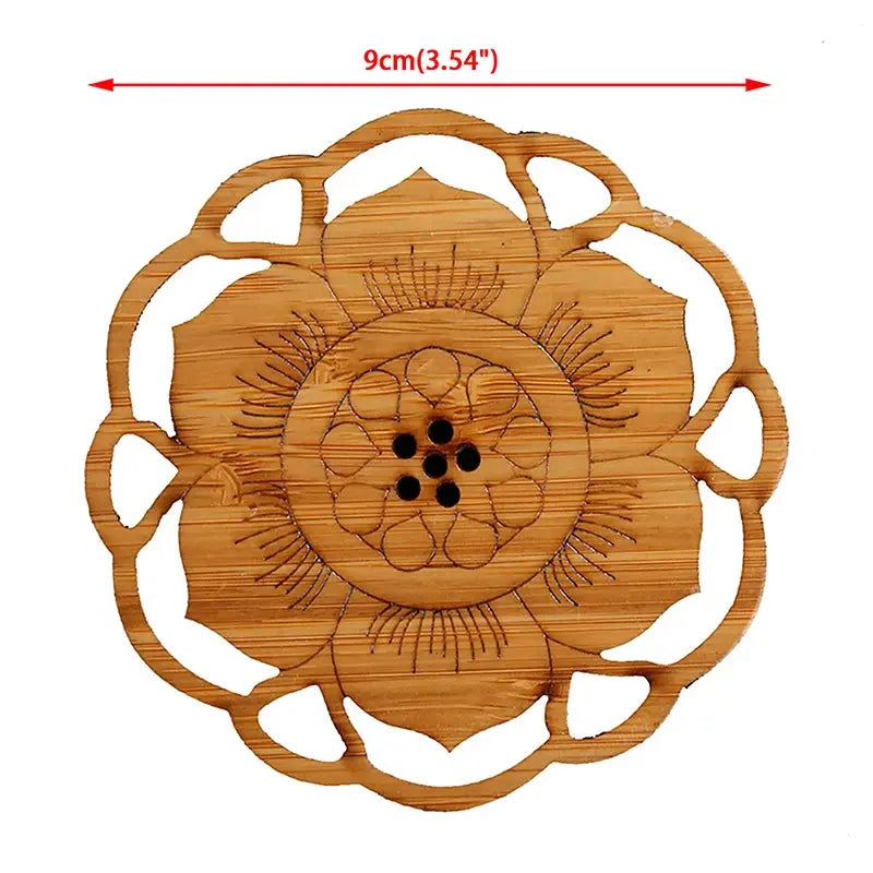 Creative Lotus Flower Drink Coasters Wooden Round Cup Mat Table Mat Tea Coffee Mug Placemat Home Decoration Kitchen Accessories by All Mart Bristol Ltd