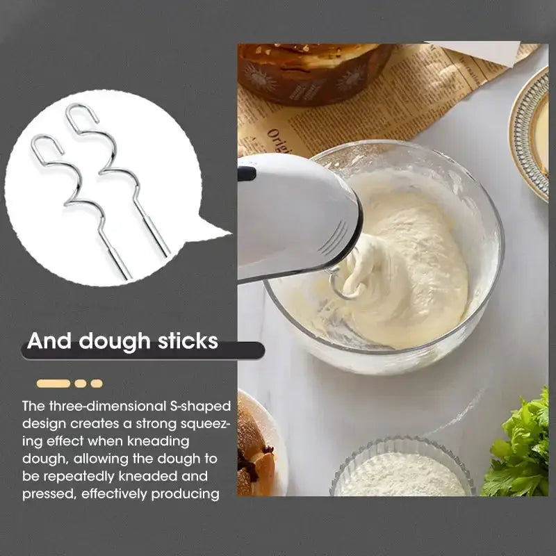 Handheld Electric Egg Beater, Household Automatic Mixer, Handheld Food Cake Bread Baking Dough Mixer, 7-speed Cream Blender by All Mart Bristol Ltd