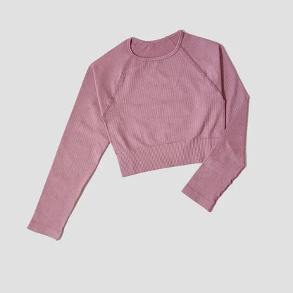 Yoga Sports Crop Top Long Sleeve Gym Women's Seamless T-shirt Fitness Woman Sport T-shirt Workout Tops For Women's Sportswear by All Mart Bristol Ltd
