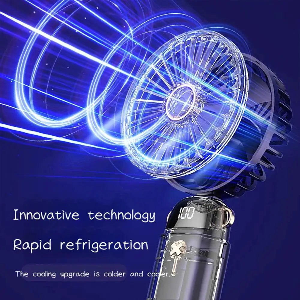 Hot Sell Handheld Mini Fan Foldable Portable Neck Hanging Fans 5 Speed USB Rechargeable Fan with Phone Stand and Display Screen by All Mart Bristol Ltd