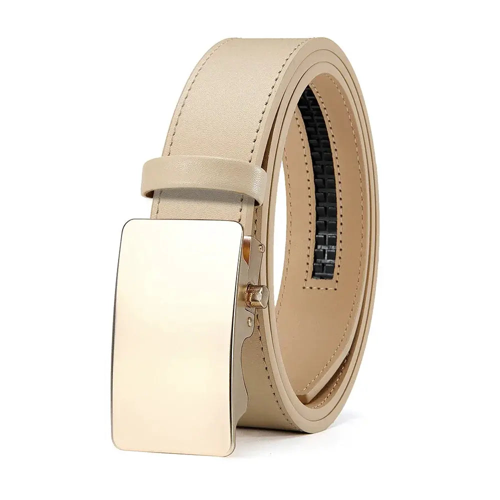 Men's Premium Leather Leather Smooth Ratchet Business Belt Men's Dress and Casual Daily Adjustable Buckle, Tailored To Fit by All Mart Bristol Ltd