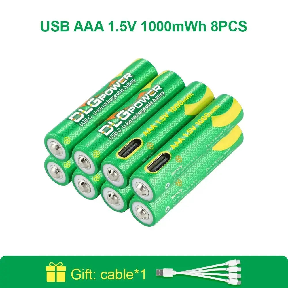 DLGpower USB Li-ion AAA 1.5V Rechargeable Battery aaa 1000mWh Lithium Batteries for Toys Remote Control Mouse Flashlight by All Mart Bristol Ltd