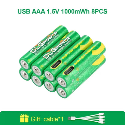DLGpower USB Li-ion AAA 1.5V Rechargeable Battery aaa 1000mWh Lithium Batteries for Toys Remote Control Mouse Flashlight by All Mart Bristol Ltd