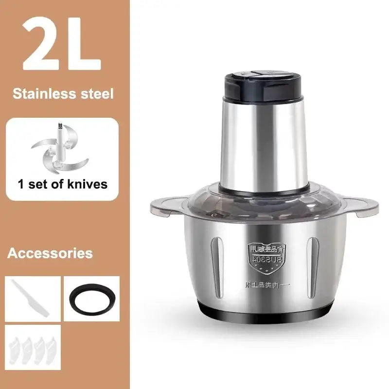 2L 3L 5L Household Stainless Steel Meat Grinder 500W High Power Blender Multifunctional Food Processor Food Chopper Electric by All Mart Bristol Ltd