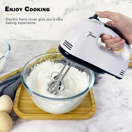 Handheld Electric Egg Beater, Household Automatic Mixer, Handheld Food Cake Bread Baking Dough Mixer, 7-speed Cream Blender by All Mart Bristol Ltd