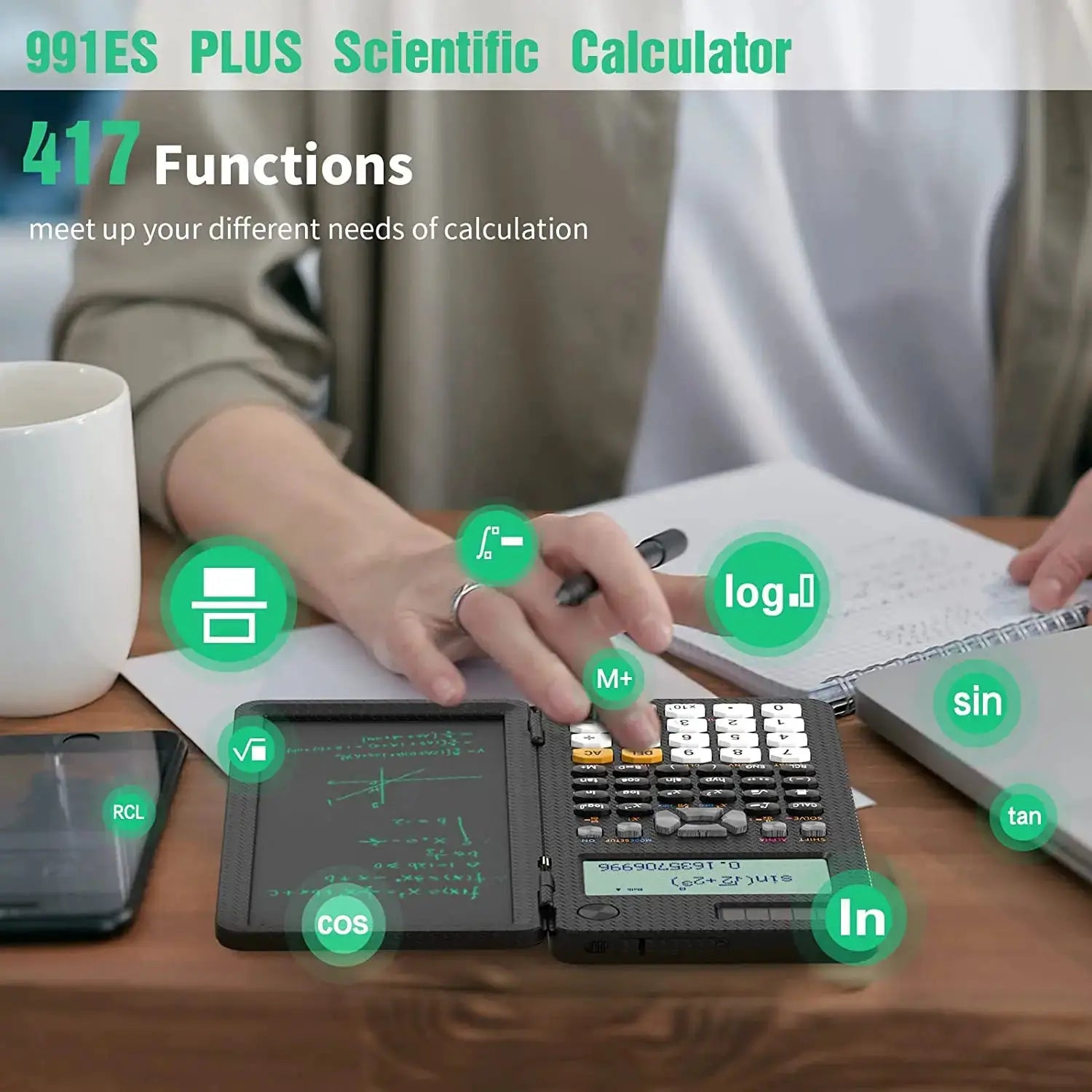 Solar Scientific Calculator with LCD Notepad 417 Functions Professional Portable Foldable Calculator for Students Upgraded 991ES by All Mart Bristol Ltd