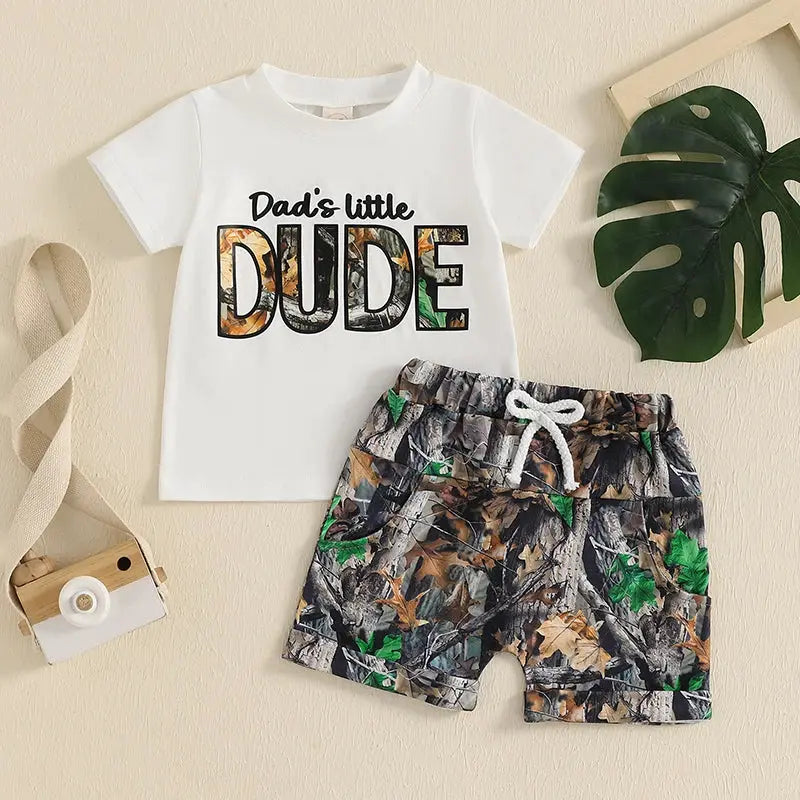 New Toddler Boy Clothes 2pcs Newborn Baby Boys Summer Short Sleeve Letter Print T-shirt with Leaves Print Shorts Outfits Clothes by All Mart Bristol Ltd