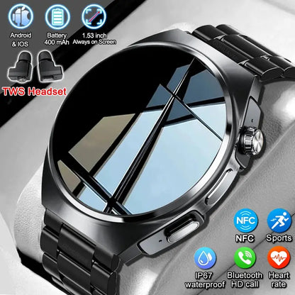 For Man Women New 2 in 1 Smart Watch With Earbuds Smartwatch TWS Bluetooth Earphone Heart Rate Blood Oxygen Monitor Sports Watch by All Mart Bristol Ltd