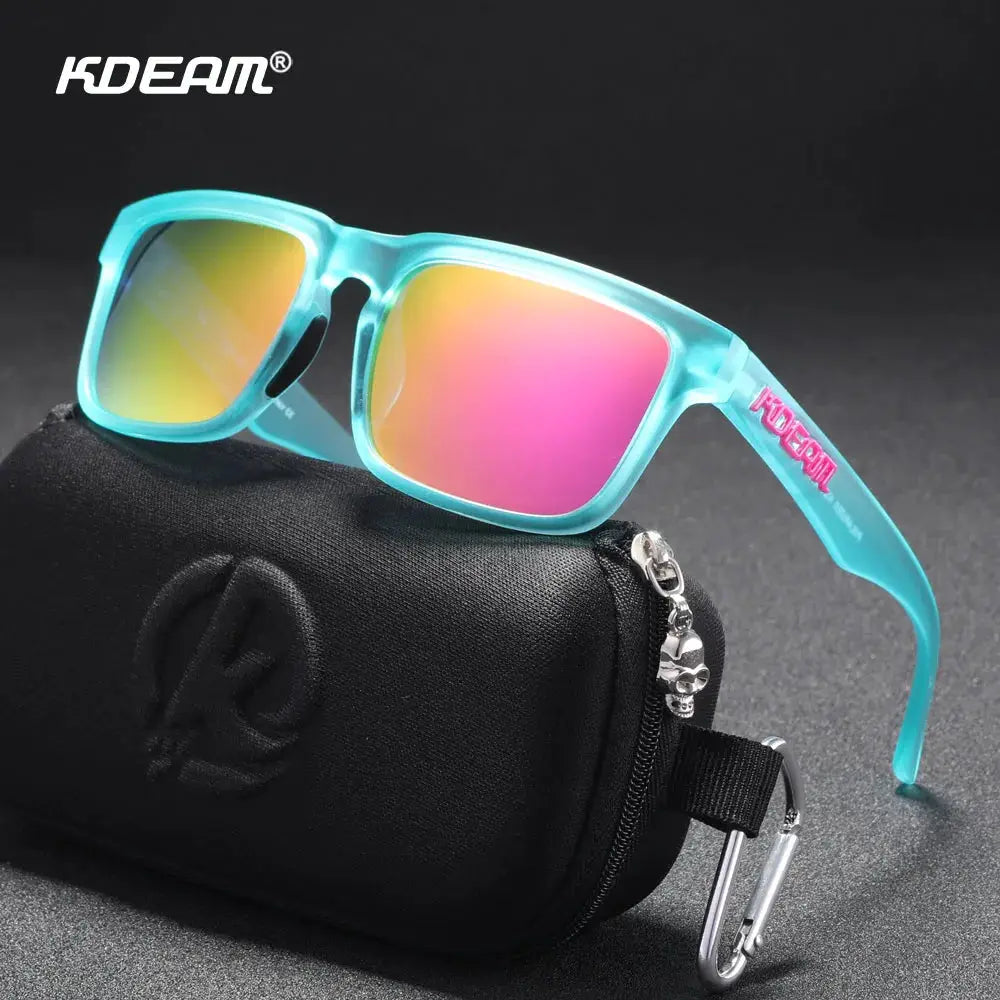 KDEAM Men's Polarized Sunglasses Square Casual Outdoors Sun Glasses Women Unisex Sunglass For Couple With Zipper Case by All Mart Bristol Ltd