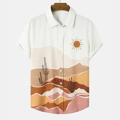 Desert Cactus Shirt For Men 3D Print Summer Hawaiian Harajuku Fashion Shirt Top Blouse Short Sleeves Street Vacation Beachwear by All Mart Bristol Ltd