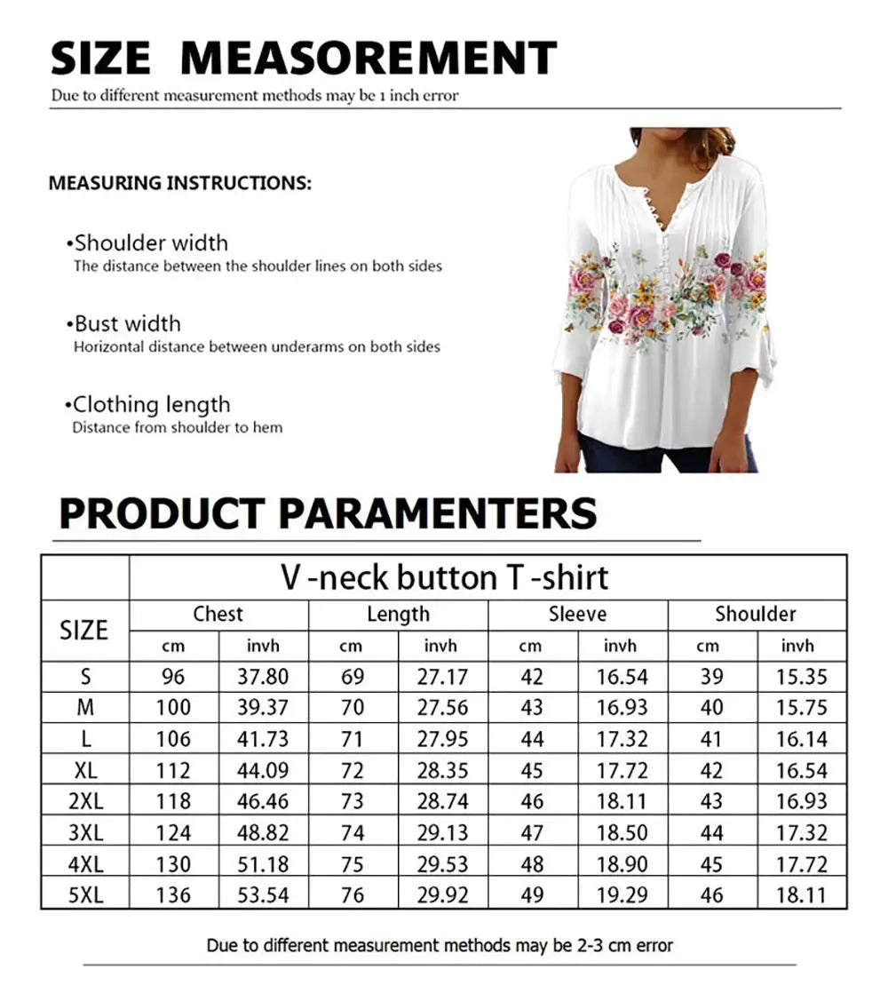 Women'S V-Neck Button-Down T-Shirt Street Trend Top Fashion V-Neck Clothing Printed Women'S T-Shirt Casual Everything T-Shirt by All Mart Bristol Ltd