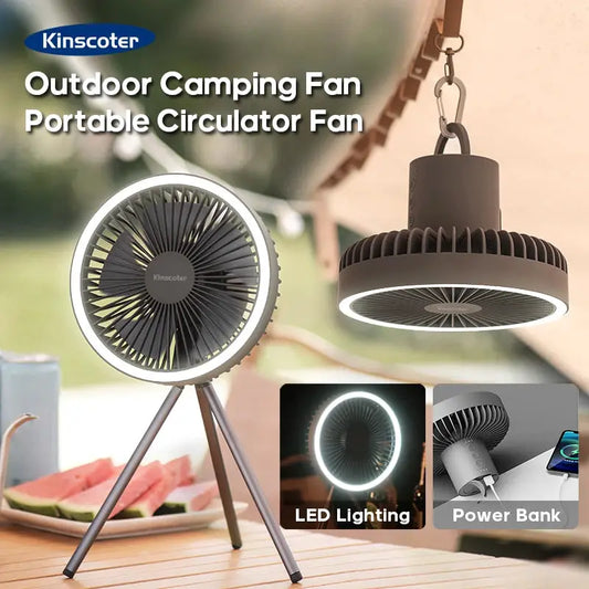 10000mAh 4000mAh Camping Fan Rechargeable Desktop Portable Circulator Wireless Ceiling Electric Fan with Power Bank LED Lighting by All Mart Bristol Ltd