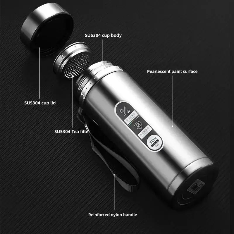 500ML-1Liter Stainless Steel Thermos Bottle with LED Temperature Display Sus304 Tea Water Bottle Vacuum Flask Portable Cups by All Mart Bristol Ltd
